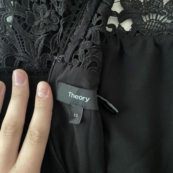 THEORY black lace upper sleeveless shift dress - Picture 3 of 5